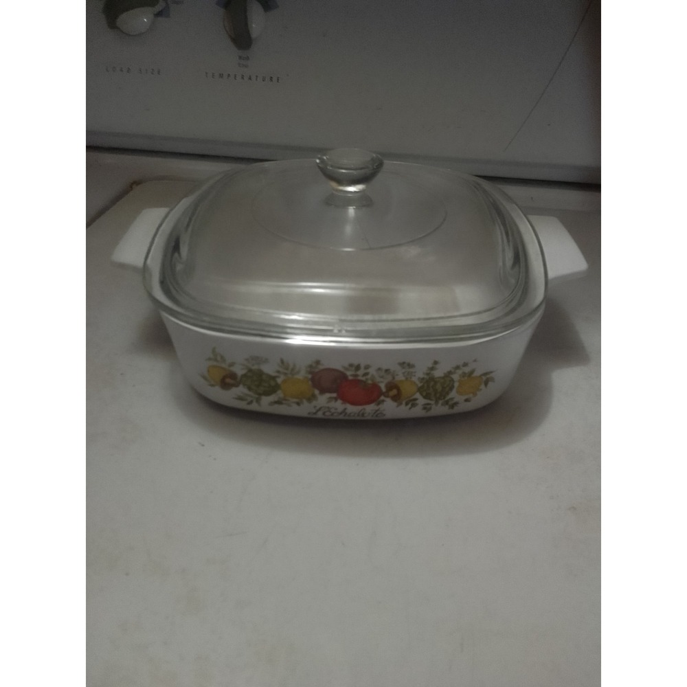 CORNING WARE SPICE OF LIFE 1-QUART CASSEROLE DISH A-1-B W/PYREX LID L'ECHALOTE